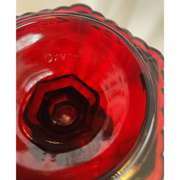 Avon 1876 Cape Cod Ruby Red Vase 8.25” – Diamond Point Pedestal Vase - Picture 6 of 6